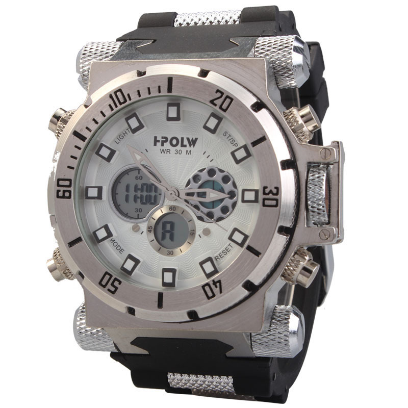 Роскошные hpolw бренд мужчин случайные спортивные часы двойное