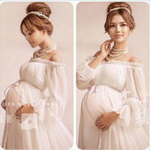 New White Lace Maternity Dress Photography Props Long Lace Dress Pregnant Women Elegant Fancy Photo Shoot Studio Clothing