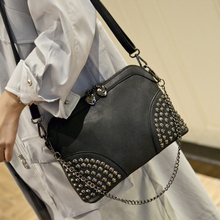 Vintage Lady Messenger Bag handbags woman Leather handbag motorcycle bags Women Rivet bag