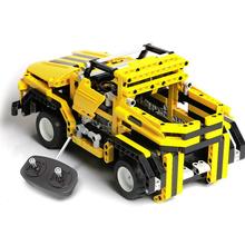 Kids Toys RC Truck Trailer Anime Robot Auto Bricks Union Building Blocks Sets toys For Children Gift RC Trucks yellow