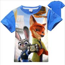 New 2016 Running Clothing T-shirt Girls Kids Children Boys Top T-shirt Zootopia Sale Summer Meninos Roupas