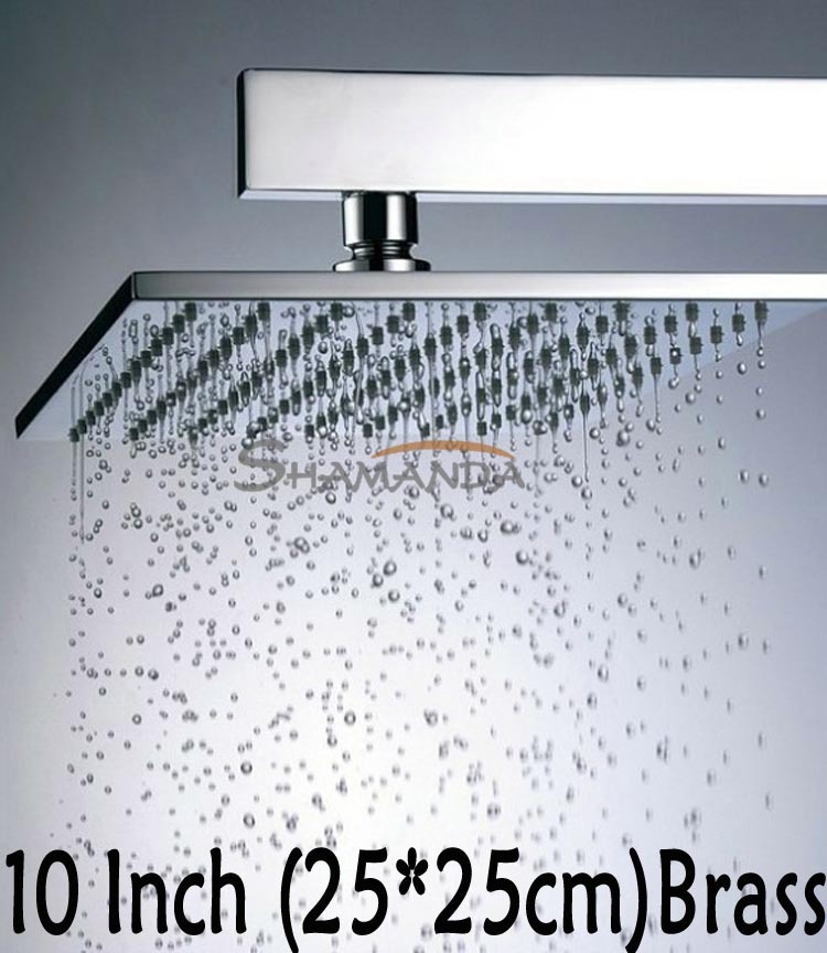 Free Shipping Bathroom Solid Brass Chrome Finished 10 Inch Rainfall Shower Head With 25*25cm Square Big Rain Shower Head-20225