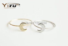 Min 1pc Gold/Silver/Rose Simple flat crescent moon knuckle ring,knuckle ring,pinky ring R133