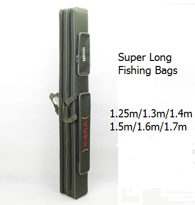 1.25m 1.3m 1.4m 1.5m 1.6m 1.7 m canvas fishing rod bag super long two layer fishing bag long pole package fishing tackle bags