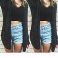 2016 Spring Women Loose Knitted Sweater Oversized Long Sleeves Tops Loose Pocket Outwear Cardigan Open Stitch