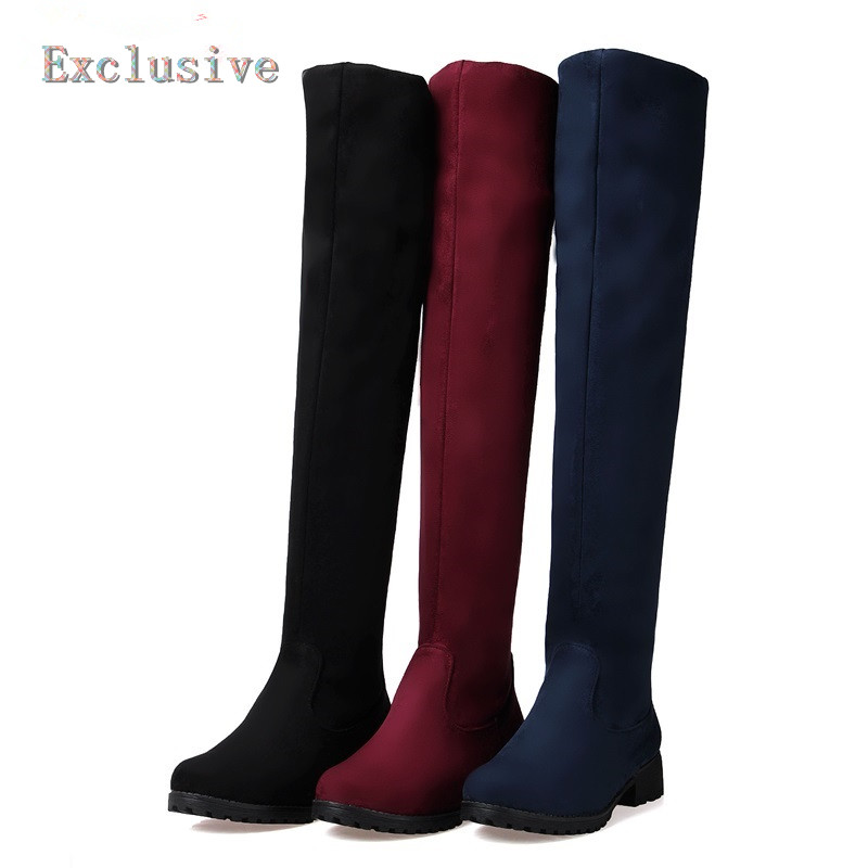 Red Boots For Women 2015 New Winter Black Warm Scrub Boots Short Plush Size 33-43 Fashion Boots Nubuck Leather Knee High Boots