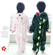 2016 Winter Boys Blanket Sleepers Cartoon Dinosaur Girls Robes Night Suit Pajamas Children Sleepwear High Quality