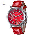 Brand Luxury Fashion Casual Dress Watch Women s Quartz Gem Stone Wrist Watches Calendar Chronograph Leather