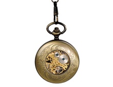Big Arabic Number Hollow Cross Design Vintage Cut out Bronze Mechanical Pocket Watch