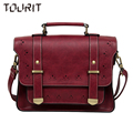 TOURIT 2017 New Women PU Leather Messenger Bag Vintage Women Satchel Bag Leather Briefcase Handbag Bag