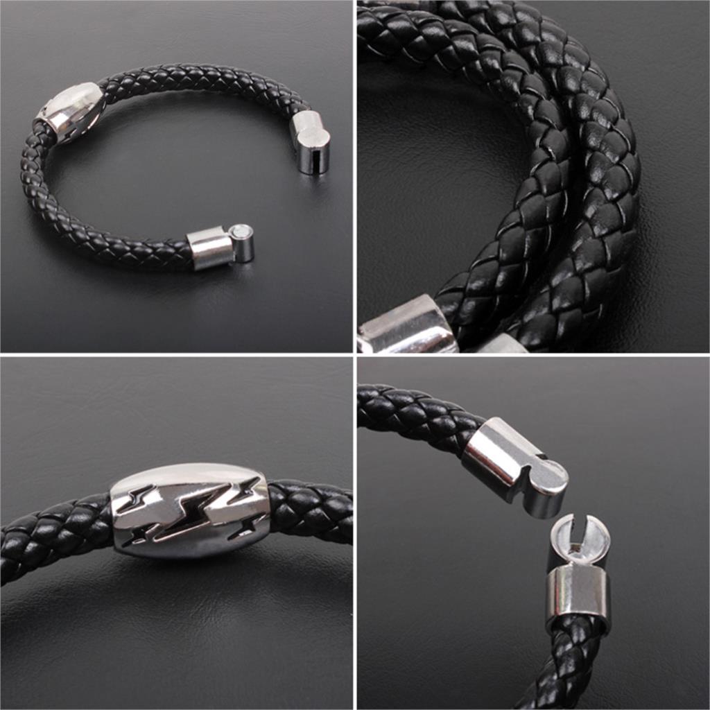 2015 New Arrive Men Jewelry Lightning Braid Leather Bracelet Bangles Titanium Bracelet Men Wholesale