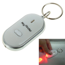 1PCS White LED Light Keys Finder Lost Thing Locator Whistle Sound Sensor J3G#