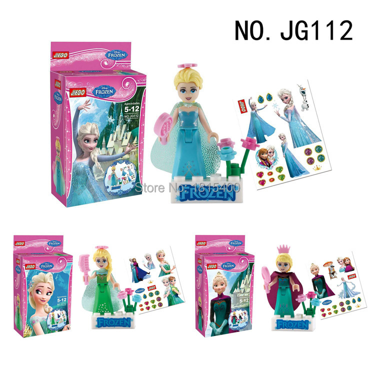 3pcs/lot Kids Favorite Anime Elsa Anna DIY Mini Figures Assembling Toys Plastic Toy Doll Building Blocks Bricks Jigsaw Gifts