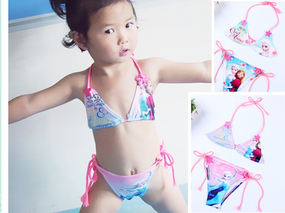 2015 new cartoon girls BIKINI swimming dress lovely baby swim dress child swim cloths children summer swimming dress