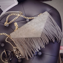 Luxury brand designer tassels female courier envelope clutch chain bag 2016 new rivets female girl Hou Leisi with free shipping
