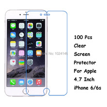 New 100 Pcs/Lot HD Clear Screen Protector For Apple 4.7 Inch iPhone 6/6S Protective Film Guard With Cleaning Cloth