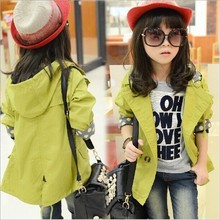 2016 Spring Fashion Kids Clothes Double Breasted Girls Coats And Jackets Waterproof Hooded Children Outerwear Girl Trench Coat