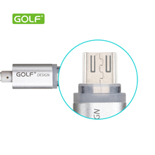 Golf Original Crystal LED light Micro V8 USB data Cable Metal Nylon cable 2 1A charger