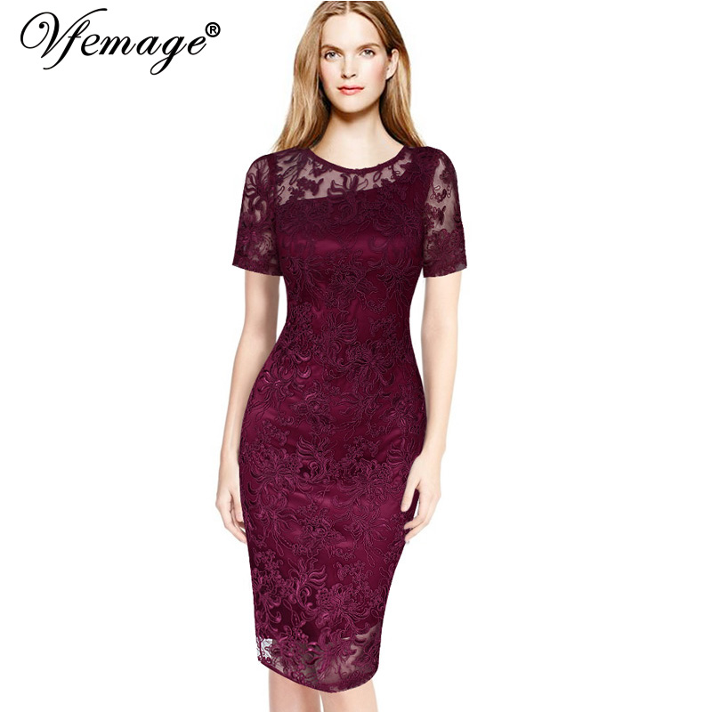 Vfemage Womens Elegant Floral Lace Party Evening Bridemaid Mother Of