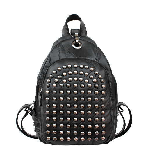 Фотография Popular genuine leather bag all-match Mini shoulder Backpack leather stitching river solid Backpack women bag