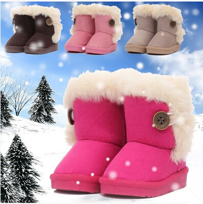 2015 Winter Children Boots Thick Warm Shoes Cotton Padded Suede Buckle Boys Girls Boots Boys Snow