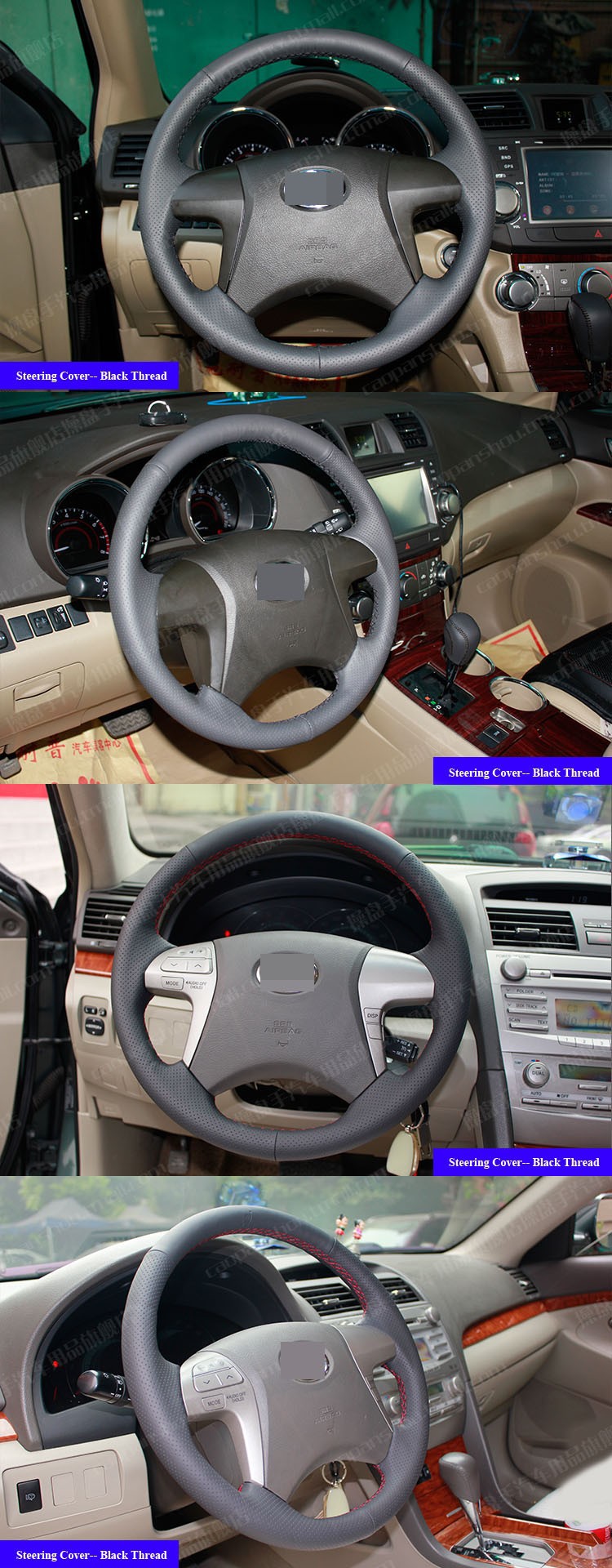 for Toyota Highlander Toyota Camry 2007-2011 Leather Steering Wheel Cover