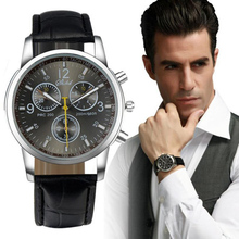 Faux PU Leather Luxury Brand Business Casual Dress Watch Relogio Masculino Male Sport Quartz Military Watches #QD15
