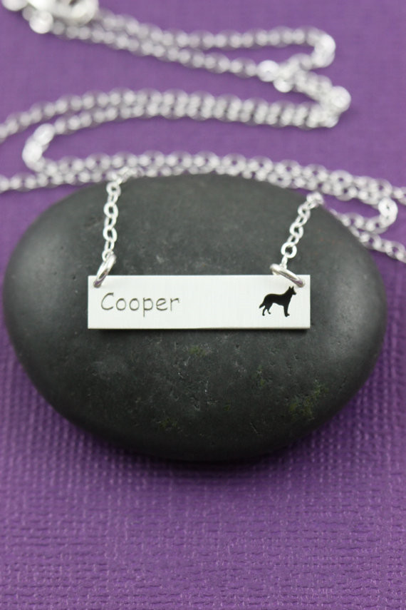SALE - Personalized Dog Necklace - Bar Jewelry - Engraved - Custom Name - Memorial Gift - Pet Necklace - Layered Bar - Christmas Gift