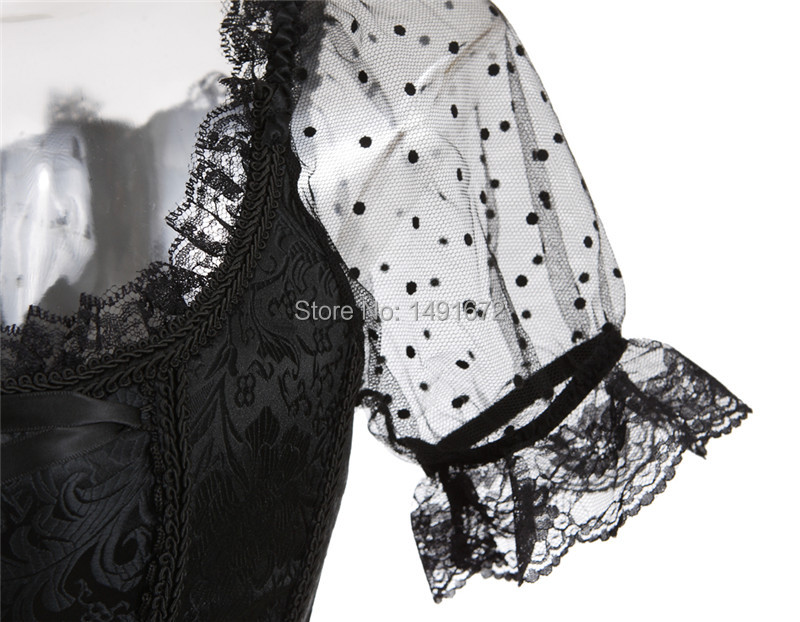 Description Picture 6 of itemSapubonva Satin Corsets and Bustiers Gothic Lace Up Vest Overbust Corsets Shoulder Straps Brocade Corselet for Women Steampunk