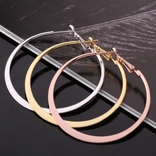 Round Shape Creole Big Hoop Earrings Trendy Style Gold Plated 3 Color European Jewelry Accessories For Women Ts Gift Bijoux