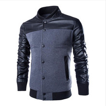 leather jacket 2015 new winter stitching leather coat jackets men high quality business man winter jackets