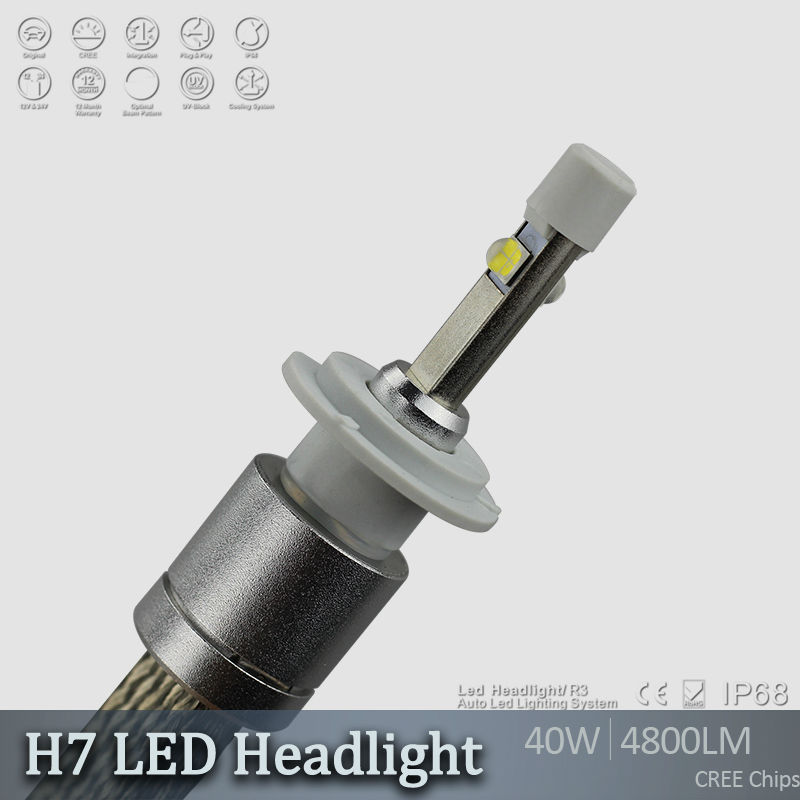 Rocket R3 H11 80W 9600LM H7 Cree LED Headlight Conversion Kit Driving Lamp Bulb Xenon Motorcycle Car Light Source 6000K Fog Lamp