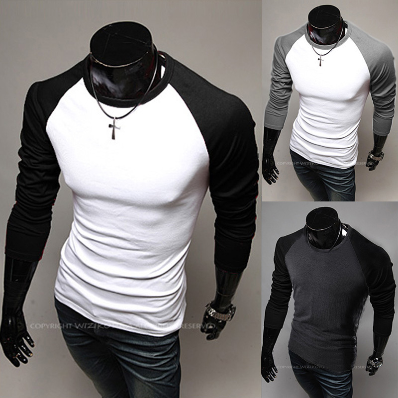 2015 spring new men\'s long-sleeved round neck coll...