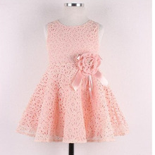 2016 Summer Girls Dress Elegant Princess Dress With Flower Fashion Lace Dress