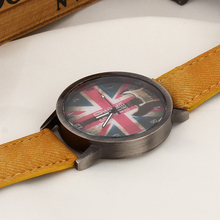 Hot Sale UK Britain Flag Casual Wristwatch For Men Women Denim Fabric British Style Vintage Quartz