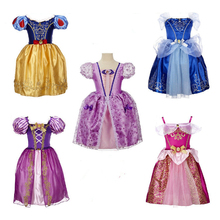 2016 Baby Girls Cinderella Dresses Children Snow White Princess Dresses Rapunzel Aurora Kids Party Costume Clothes