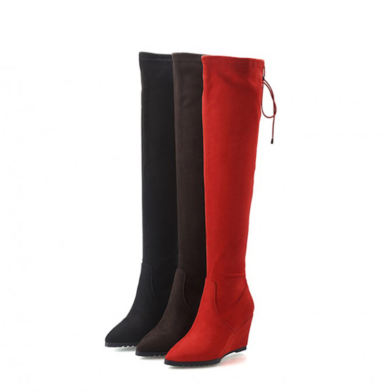 red suede thigh high boots