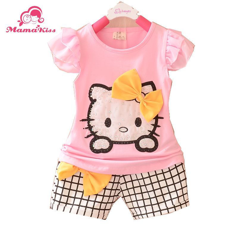 New Summer Style 2015 Baby Clothing Set O Neck Short Cotton