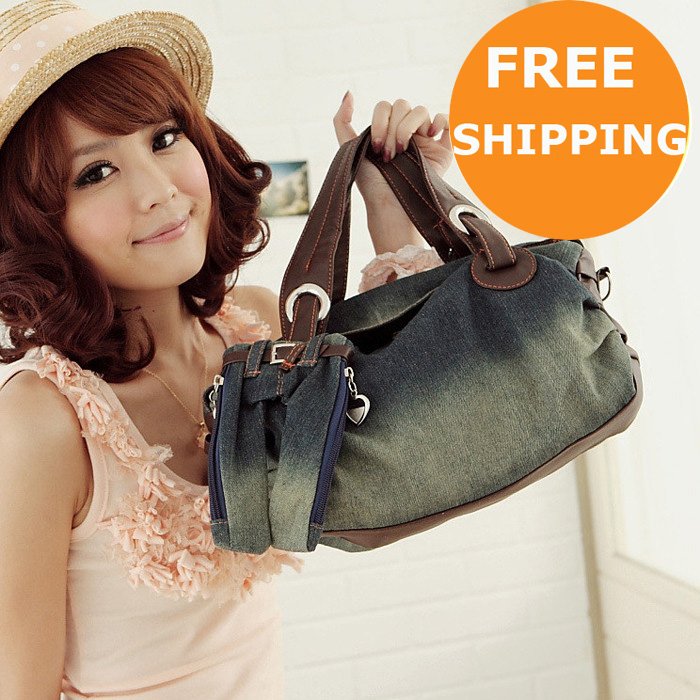 Free shipping! New design Fashion women canvas handbag, lady leisure tote bags, shoulder bag, jeans canvas bag, 055