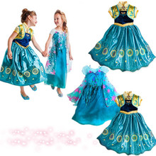 top grade Age 3-10 2015 Elsa Anna costume Cosplay dress princess girls dresses Kids party dresses infantis vestido Menina