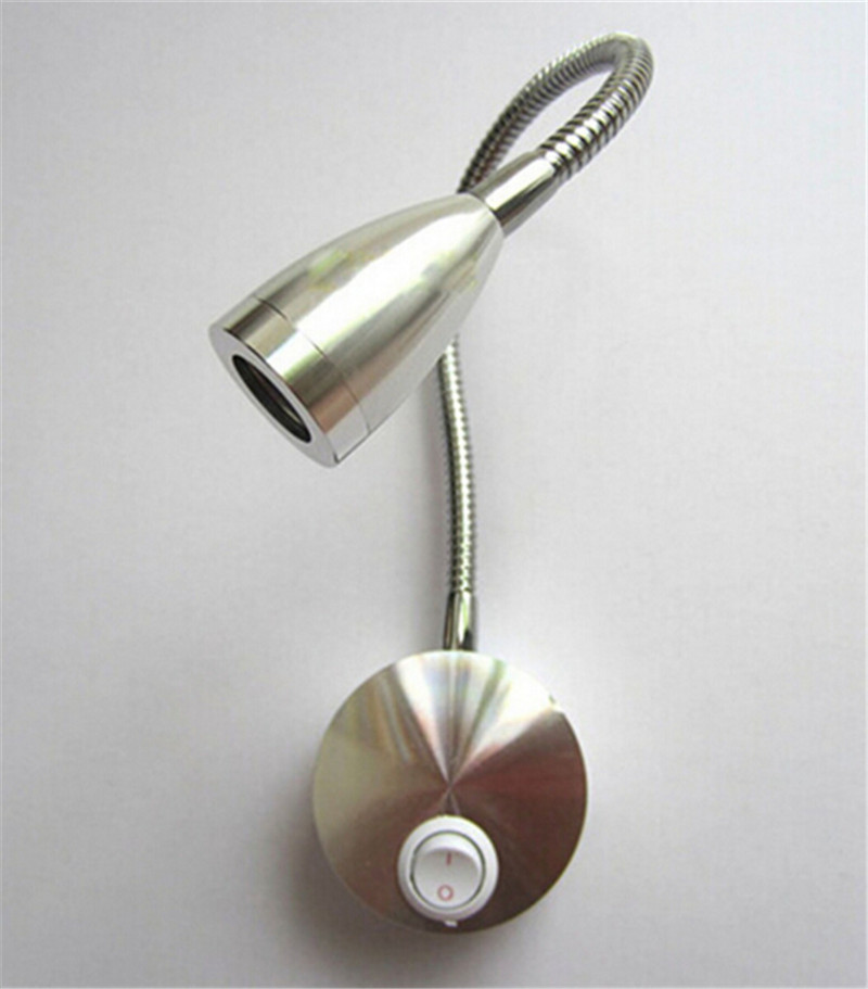 3W Modern Led Flexible Wall Lamp Suitable for Reading lights Sliver Color with Switch