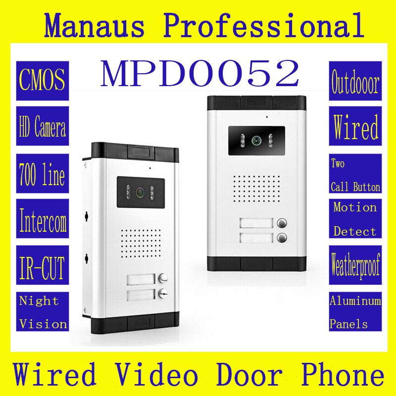 Hot Sale Two buttons Wired Video Doorphone Outdoor Monitor,Multi-storey residential buildings with straight-touch intercom D52a