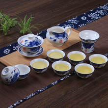 new Chinese Jingdezhen Blue and white porcelain tea set kung fu tea sets Dehua white ceramic teapot teacup kit covered cup gift