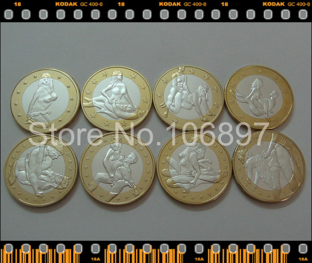 Non Magnetic Newest 8pcslot High Quality T Sex Euro Toned Coin Silver