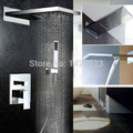 Luxury Chrome Brass Rain Waterfall Shower Set Faucet Wall Mounted with ABS Handshower