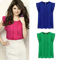 Super Deal Fashion Women Casual Loose Chiffon Short Tulip Sleeve Blouse Shirt Tops Free Shippping