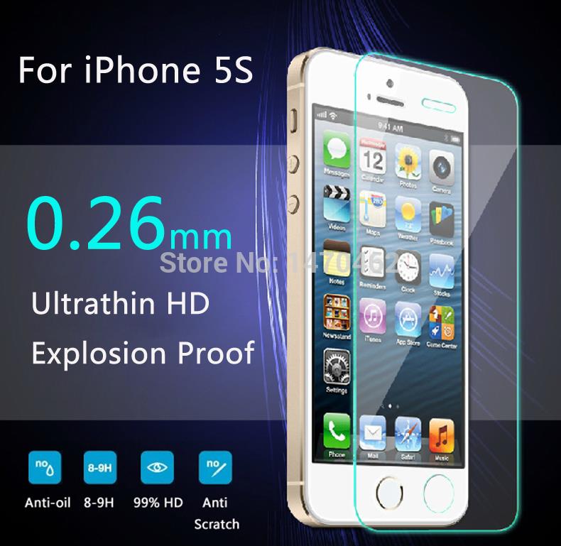 9 H 0.26 мм Ультра-тонкий Премиум Закаленное Стекло для iPhone 5s SE 5c 6 6 s 7 плюс Anti scratch guard + Очистки инструмент