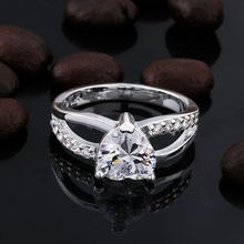 Beautiful lover lady valentine gift Plated Silver Rings wedding stone crystal Jewelry free shipping factory price
