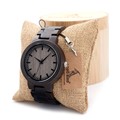 BOBO BIRD Men s Black Ebony Wooden Watch with All Wood Strap Quartz Analog Luxury Gray