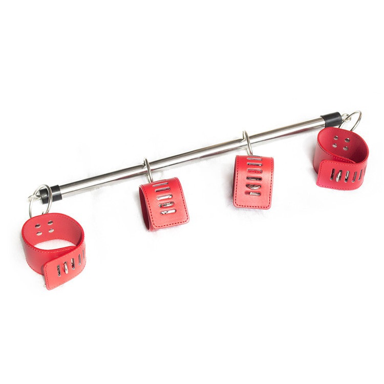 Sex Bondage Stainless Steel Leg Spreader Bar With Ankle Wrist Cuffs